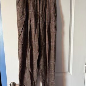 Toffs Stylish Brown Plaid Women's Trousers size 12
